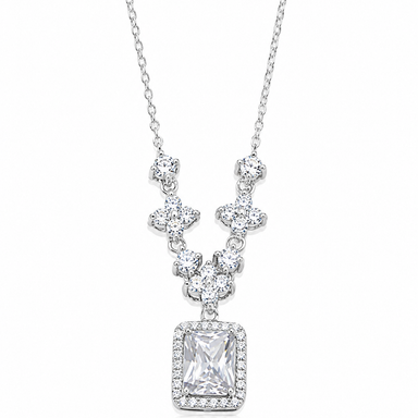 CZ and Sterling Princess Drop Necklace Adjustable 18 to 20 Inch