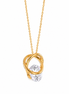 Faceted CZ and Gold Over Sterling Floating Pendant 18 Inch Chain