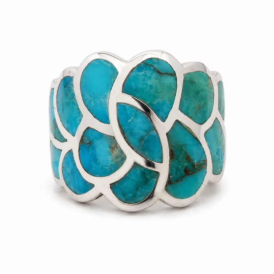 Sterling Turquoise Mosaic Inlay Ring