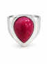 Ruby Pear Shaped Cabochon Sterling Silver Ring
