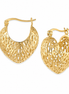 Gold over Sterling Cut-out Design Hoop Pierced Earrings