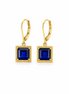 Created Sapphire and Gold Plated Earrings