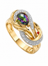 18K Over Sterling Mystic Topaz and Diamond Ring