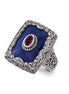 Lapis and Garnet Antiqued Sterling Ring