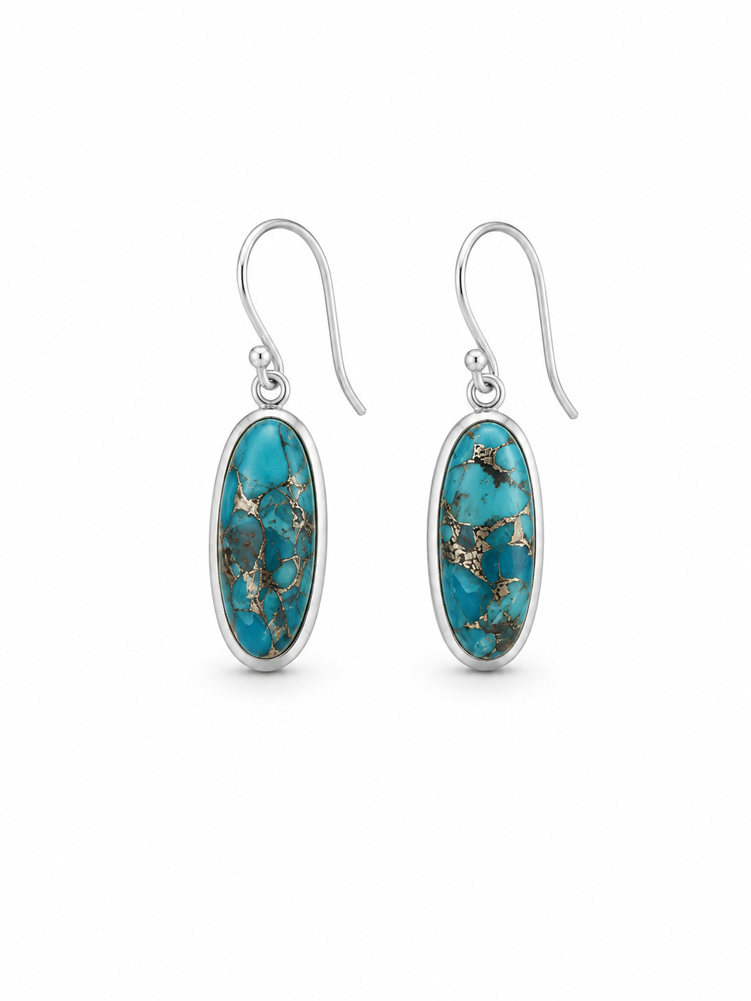 Blue Mojave Turquoise and Sterling Earrings