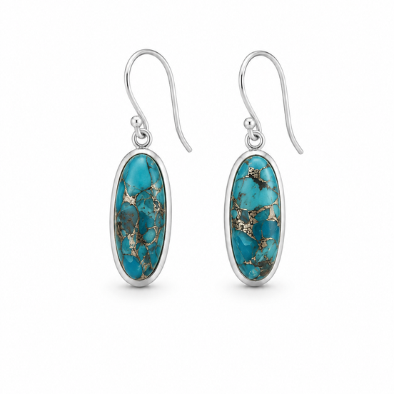 Blue Mojave Turquoise and Sterling Earrings