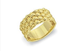Gold over Sterling Basket Weave Wide Band Ring