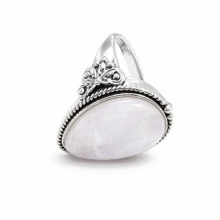 Rainbow Moonstone and Sterling Teardrop Ring