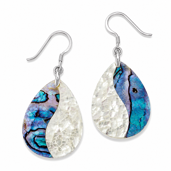 Abalone and Mother of Pearl Mosaic Sterling Earrings