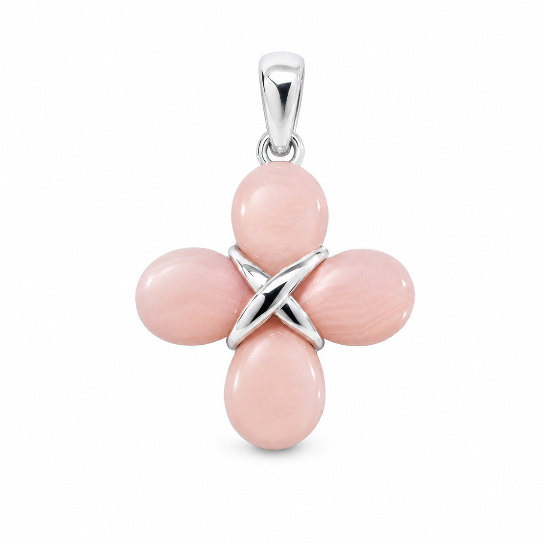 Pink Mother of Pearl and Sterling Pendant 24 Inch Chain