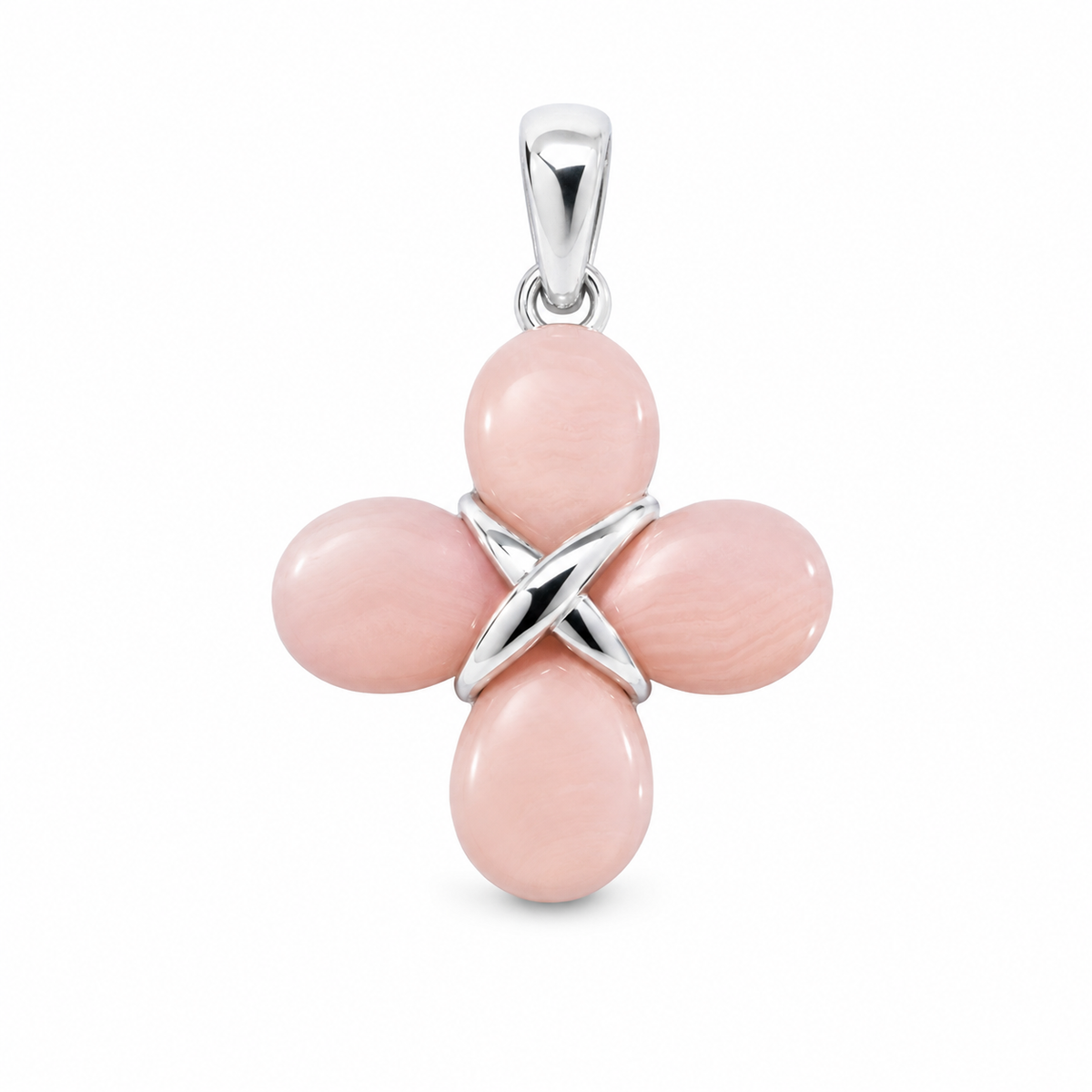 Pink Mother of Pearl and Sterling Pendant 24 Inch Chain