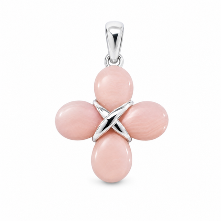Pink Mother of Pearl and Sterling Pendant 24 Inch Chain