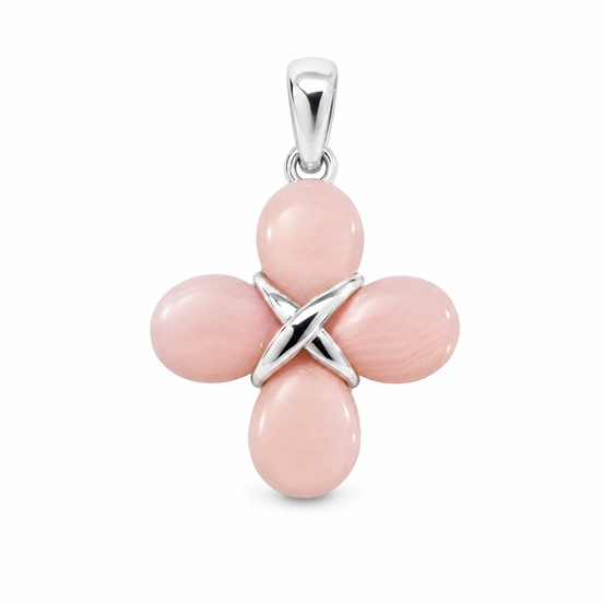 Pink Mother of Pearl and Sterling Pendant 24 Inch Chain