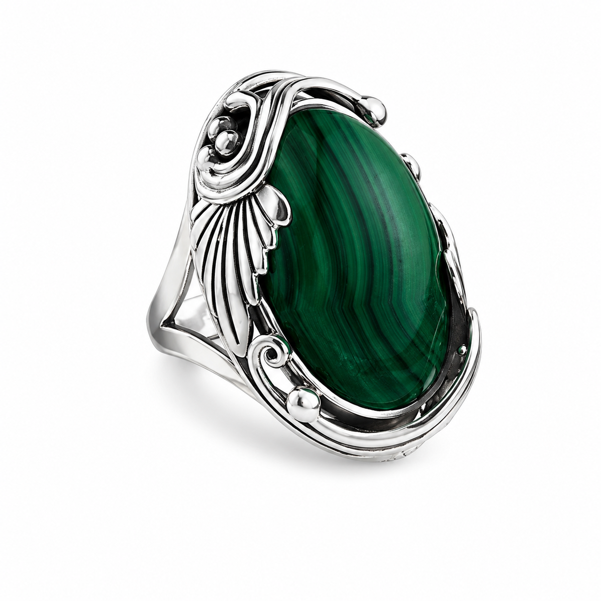 Malachite and Antiqued Sterling Ring