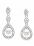 Freshwater Pearl and CZ Sterling Drop Post Earrings