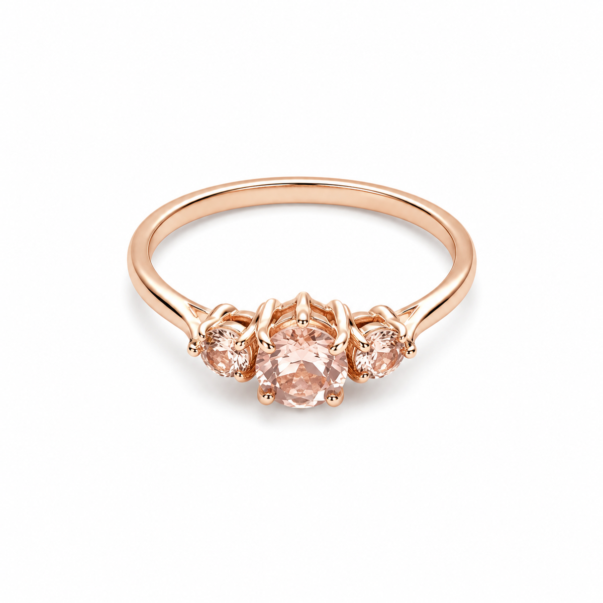 Morganite, White Topaz and Gold over Sterling Ring