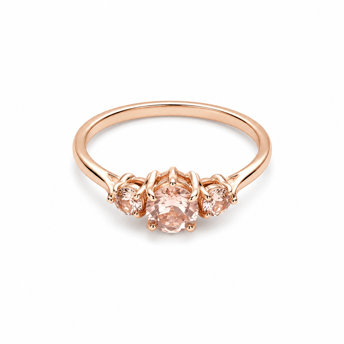 Morganite, White Topaz and Gold over Sterling Ring