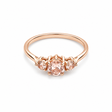 Morganite, White Topaz and Gold over Sterling Ring