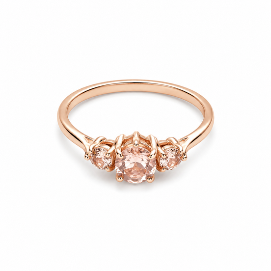 Morganite, White Topaz and Gold over Sterling Ring