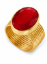 Red Onyx and 18K Gold over Sterling Ring