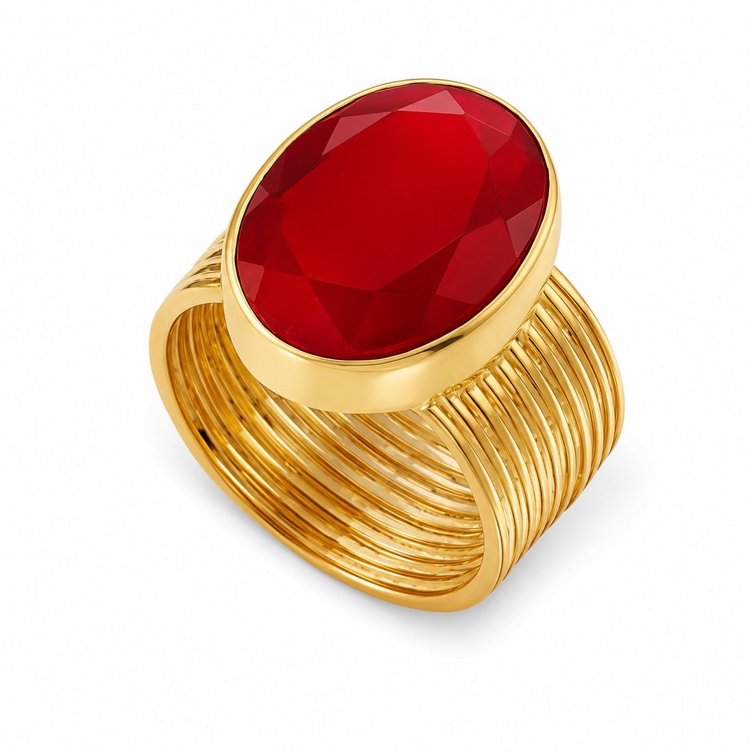 Red Onyx and 18K Gold over Sterling Ring