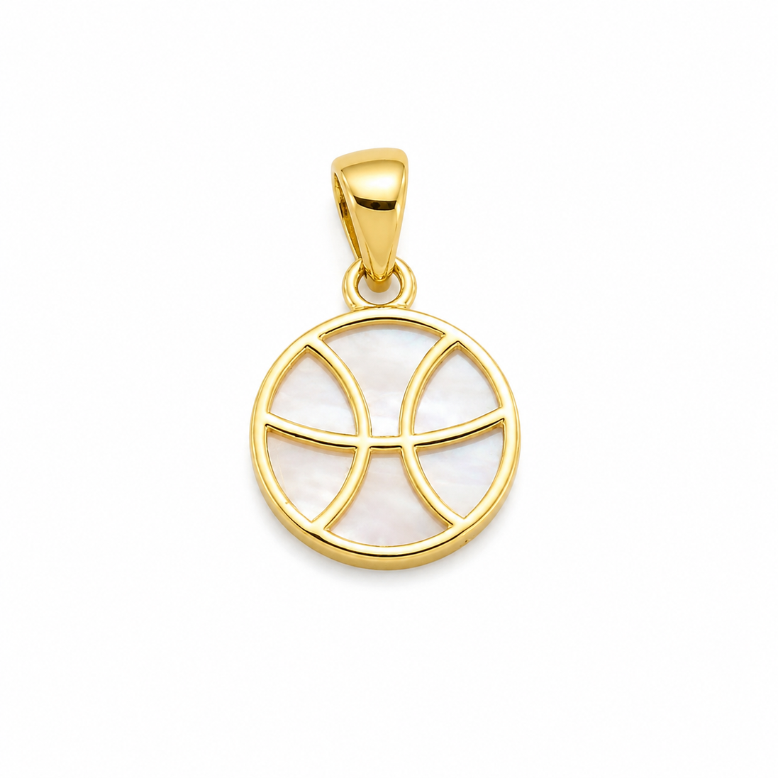 Mother of Pearl and Gold over Sterling Pisces Pendant