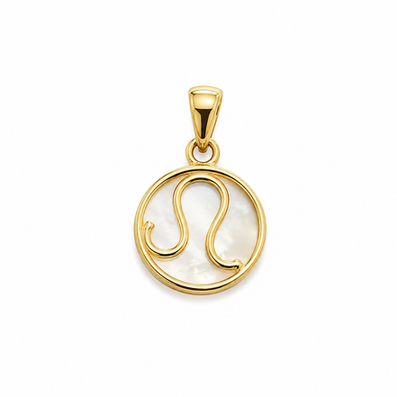 Mother of Pearl and Gold over Sterling Leo Pendant