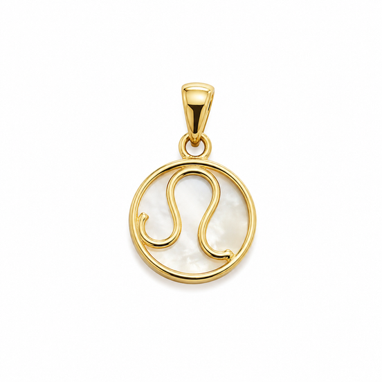 Mother of Pearl and Gold over Sterling Leo Pendant