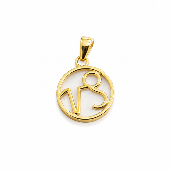 Mother of Pearl and Gold over Sterling Capricorn Pendant