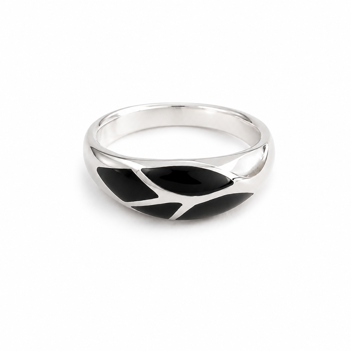 Black Onyx and Sterling Inlay Ring