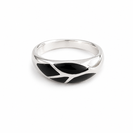 Black Onyx and Sterling Inlay Ring