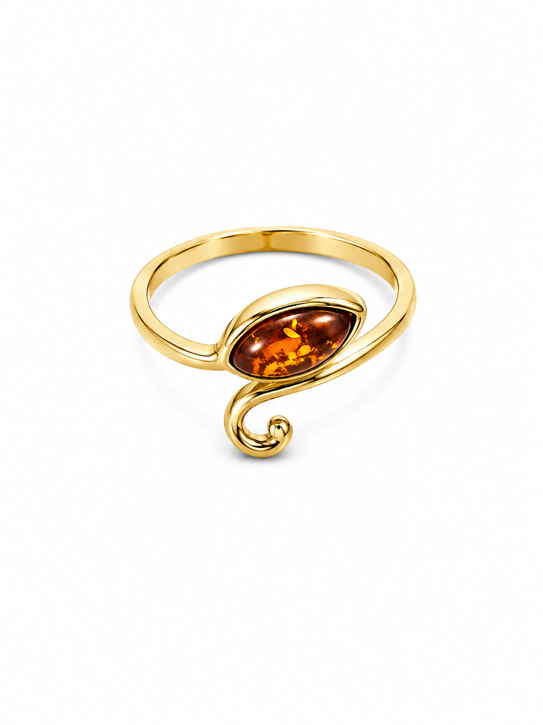 Amber and 18K Gold over Sterling Bypass Ring