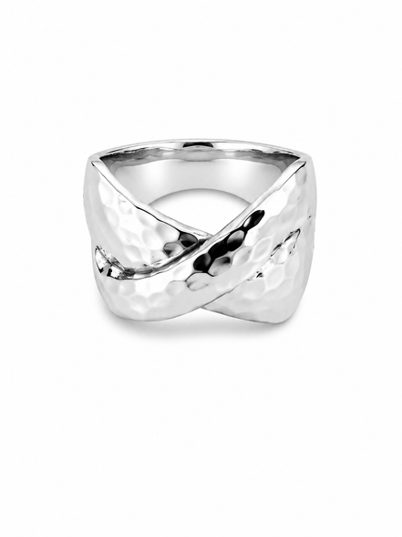 Hammered Sterling Crossover Ring