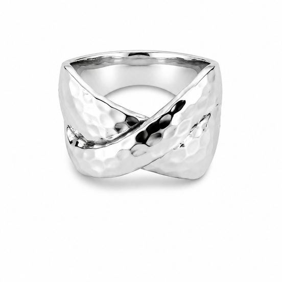 Hammered Sterling Crossover Ring