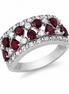 Garnet CZ and Sterling Wide Band Ring
