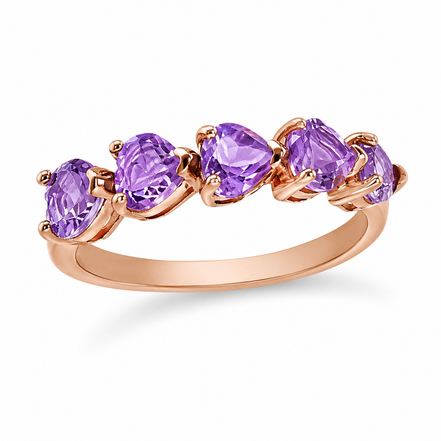 Amethyst and Rose Gold over Sterling Band Ring