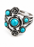 Turquoise and Antiqued Sterling Rose Ring