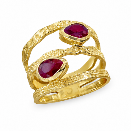 Ruby and 18K Gold over Sterling Open Band Ring