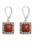 Red Jasper and Antiqued Silver Leverback Earrings