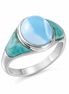 Larimar Turquoise and Sterling Bold Bezel Ring