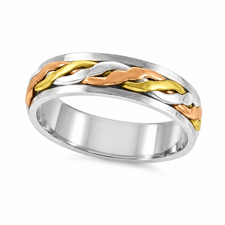 Tri-tone Gold over Sterling Spinner Band Ring