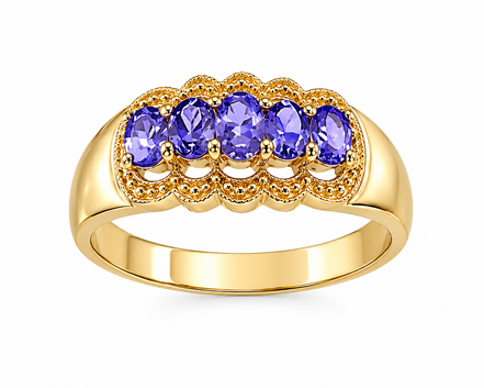 Tanzanite and Gold over Sterling Band Ring