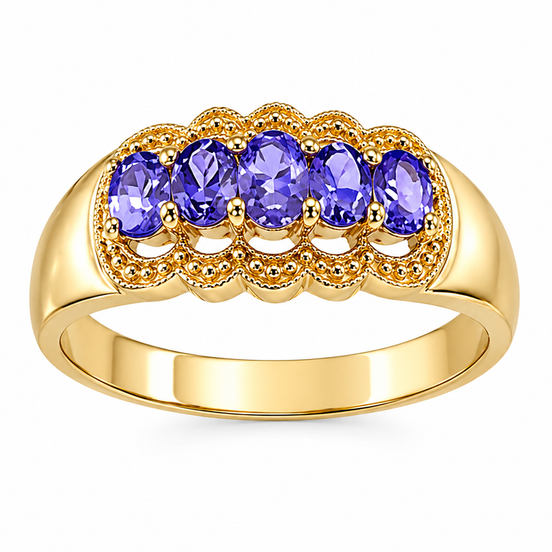 Tanzanite and Gold over Sterling Band Ring