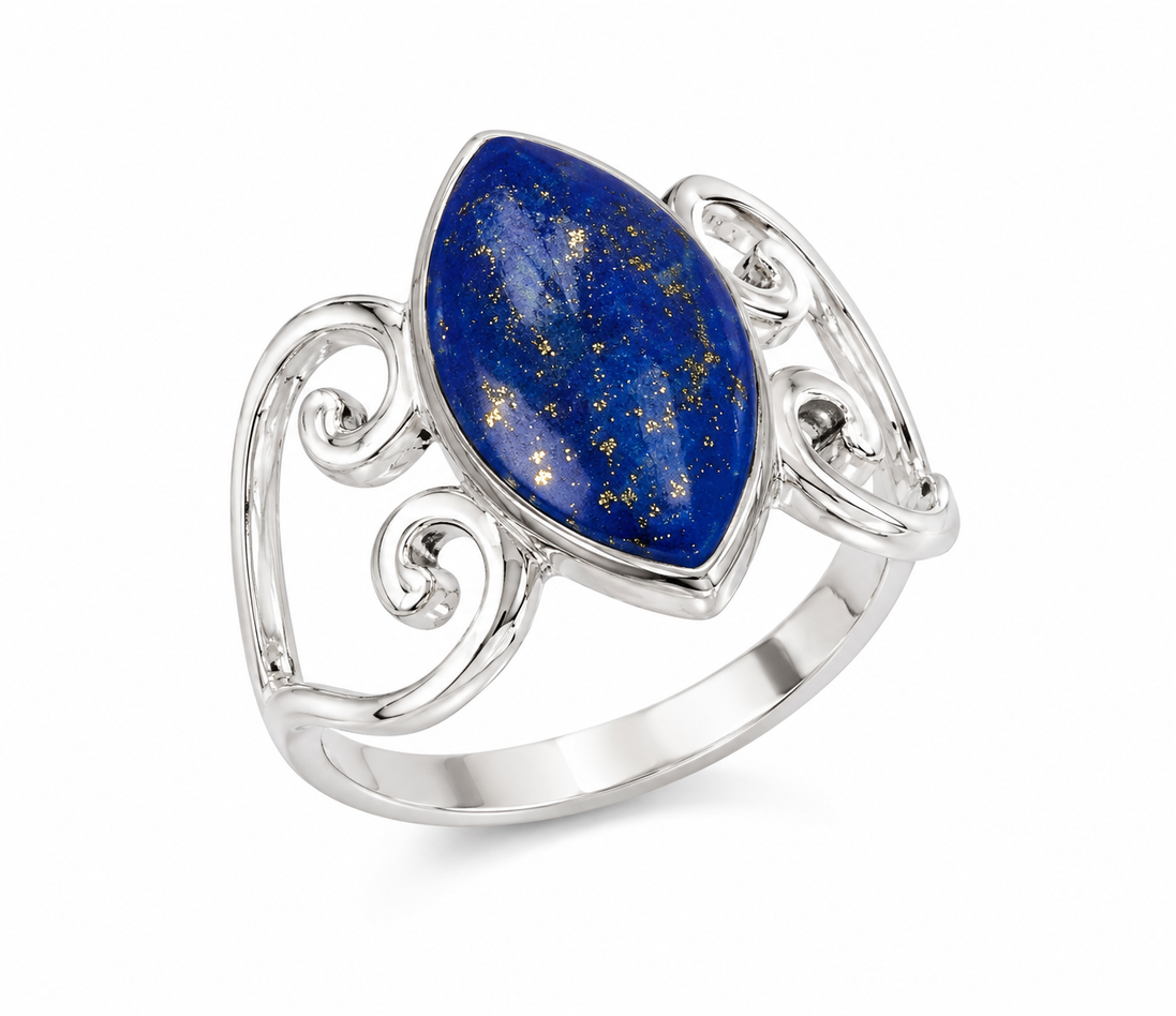 Lapis and Sterling Swirled Band Ring