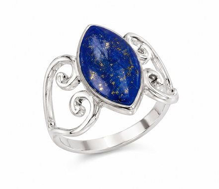 Lapis and Sterling Swirled Band Ring