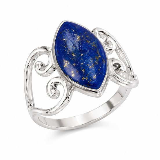 Lapis and Sterling Swirled Band Ring