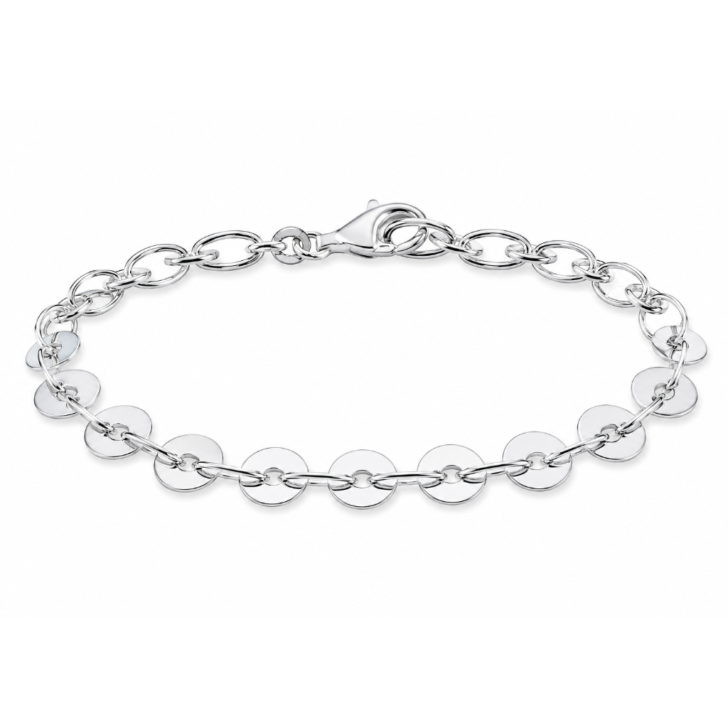 Sterling Linked Circles Bracelet 7.5 Inches