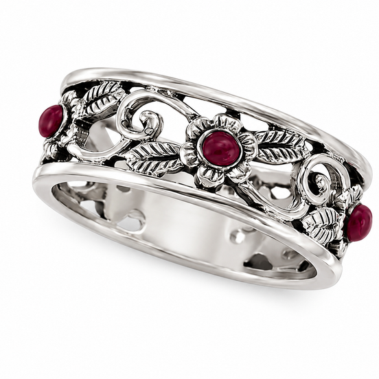 Carnelian and Antiqued Sterling Eternity Ring