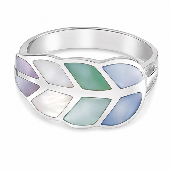 Multicolored Mother of Pearl and Sterling Ring