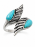 Turquoise and Sterling Angel Wings Bypass Ring